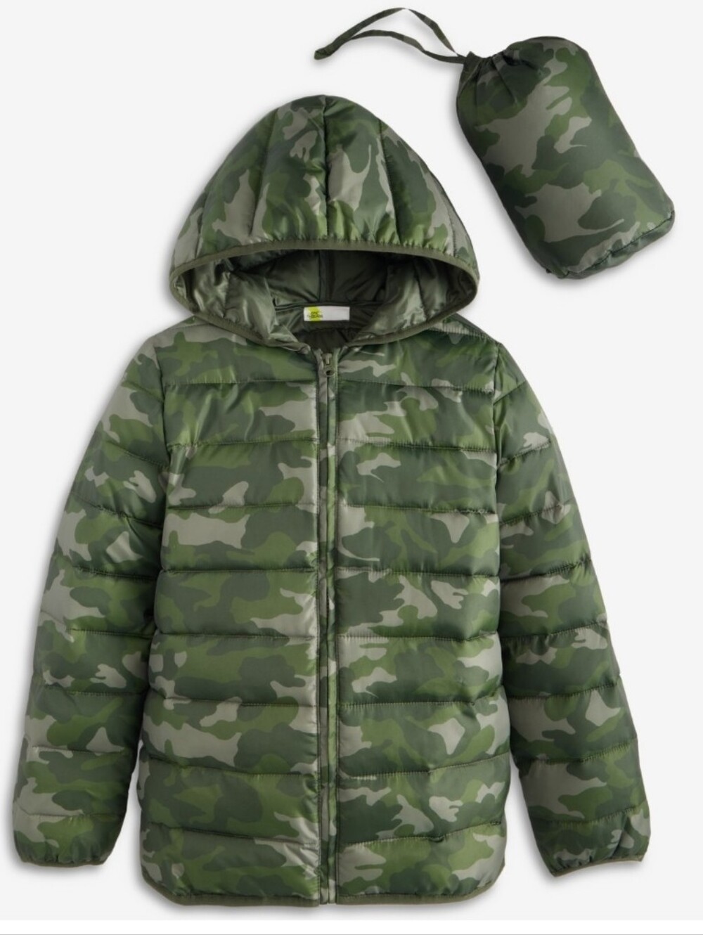 Epic Threads Boys Solid Packable Long-Sleeve Jacket, Green Camo NWT